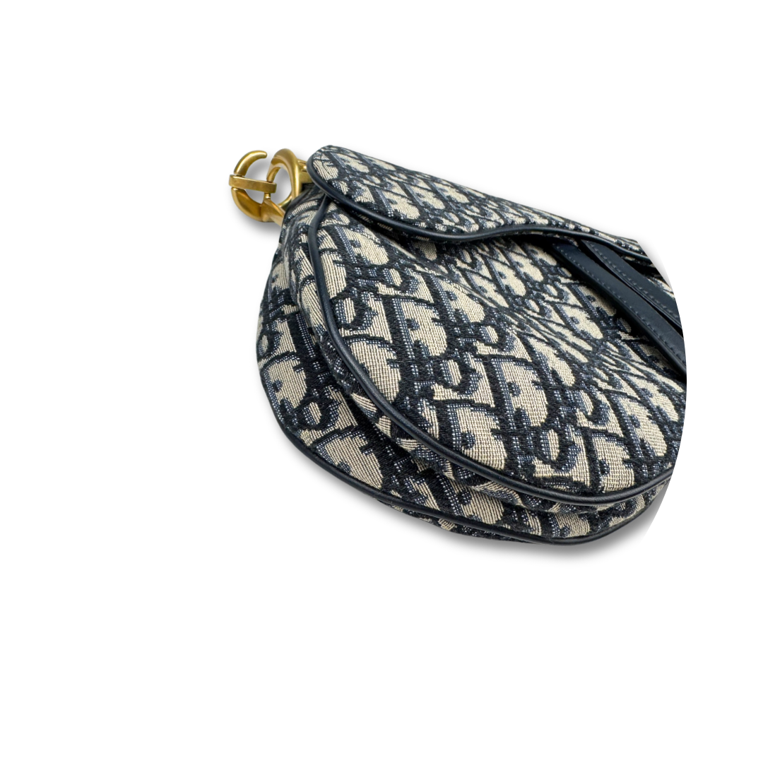 Dior Navy Oblique Saddle Bag