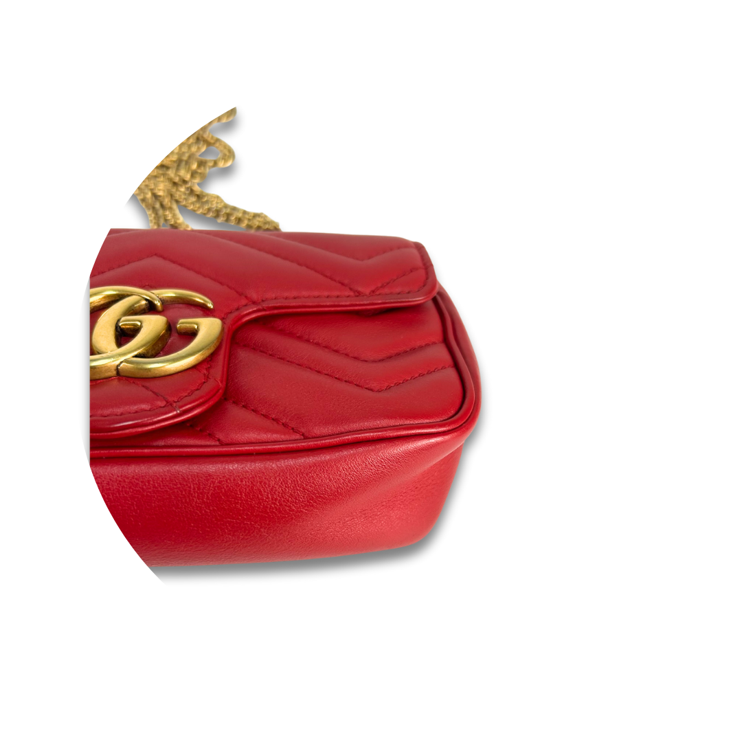 Gucci Red Super Mini Marmont Crossbody