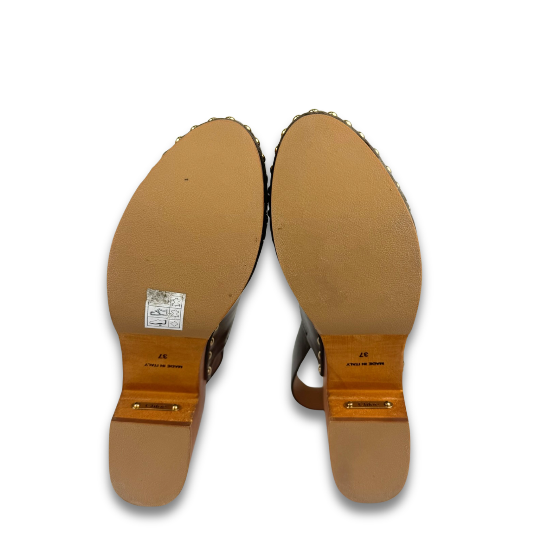 Chloe 80mm Jeannette Studded Clogs - Size 37