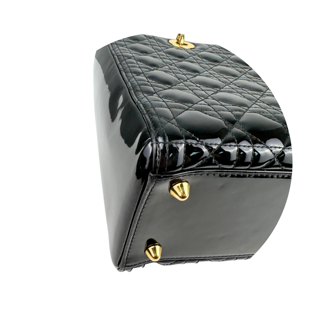 Dior Black Patent Large Lady Dior