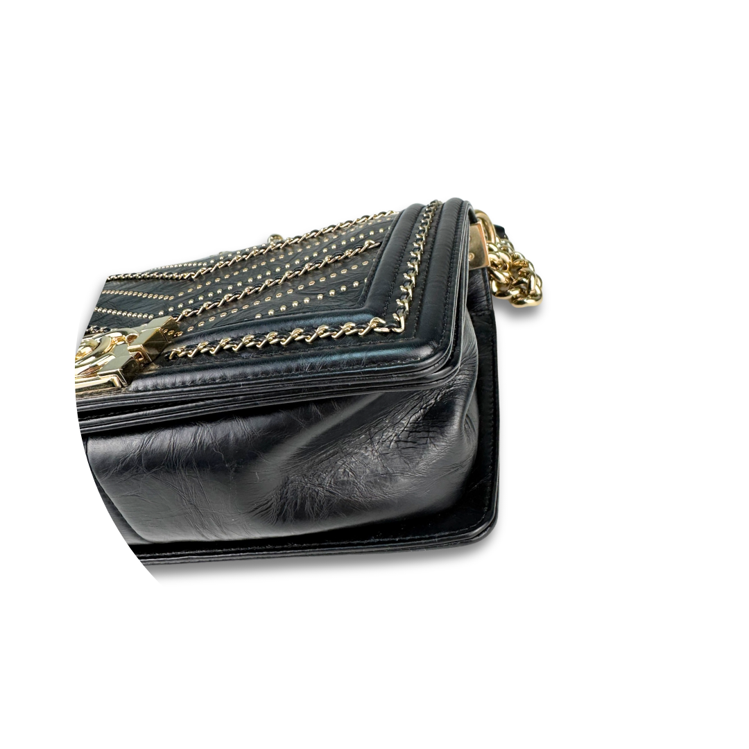 Chanel Chevron Embellished Old Medium Boy Bag
