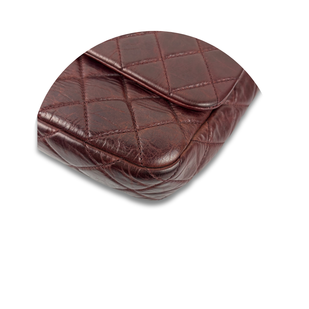 Chanel Distressed Burgundy Soft Double Flap Bag