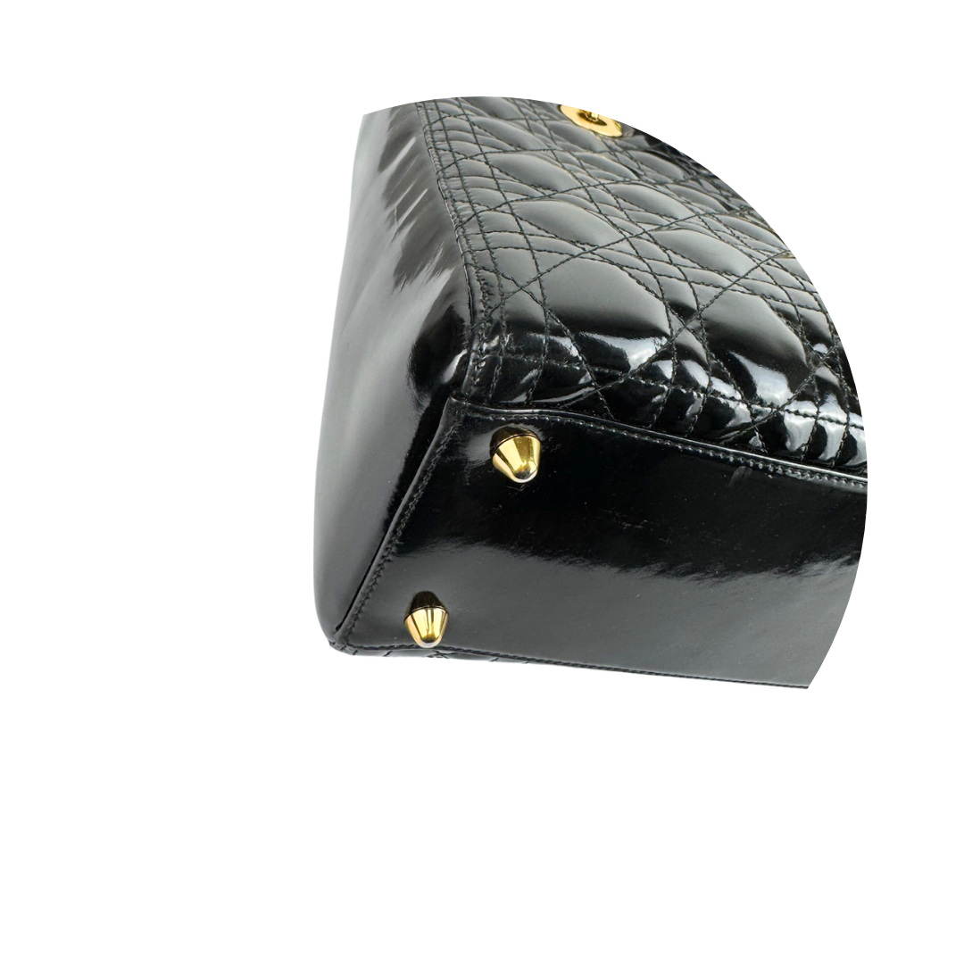 Dior Black Patent Large Lady Dior