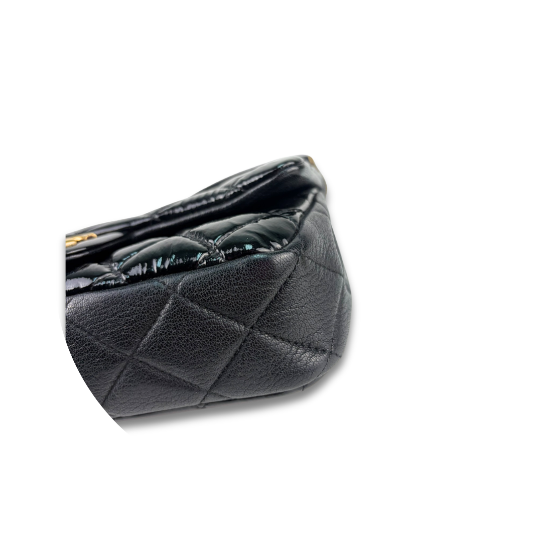 Chanel Patent Goatskin Small CC Eyelet Flap
