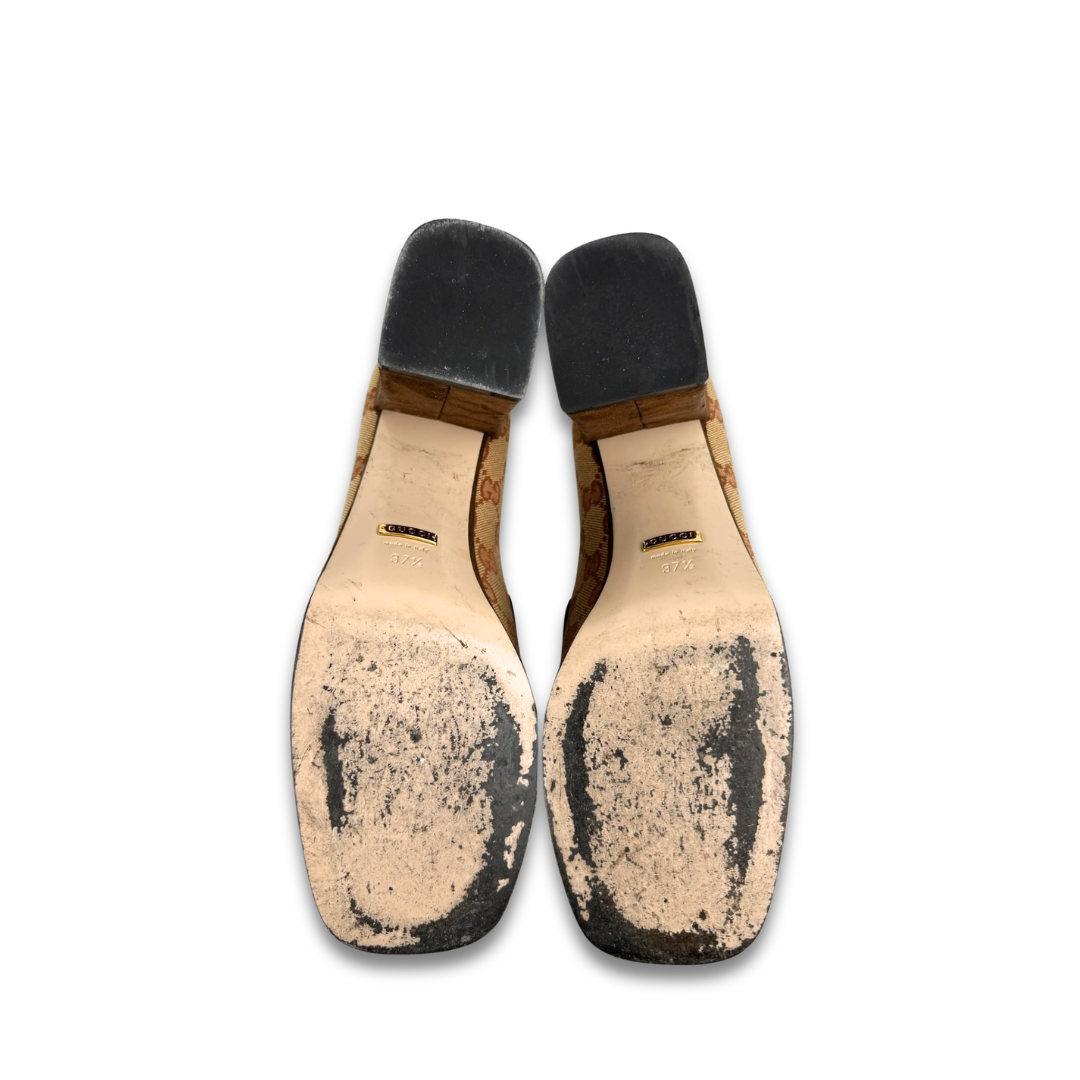 Gucci Red Canvas Platform Loafers - Size 37.5