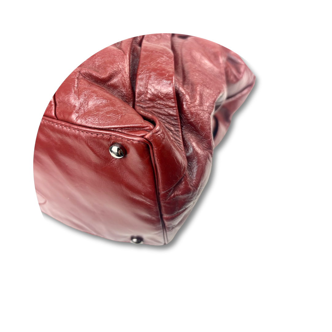 Chanel Red Glazed Calfskin Twisted Tote