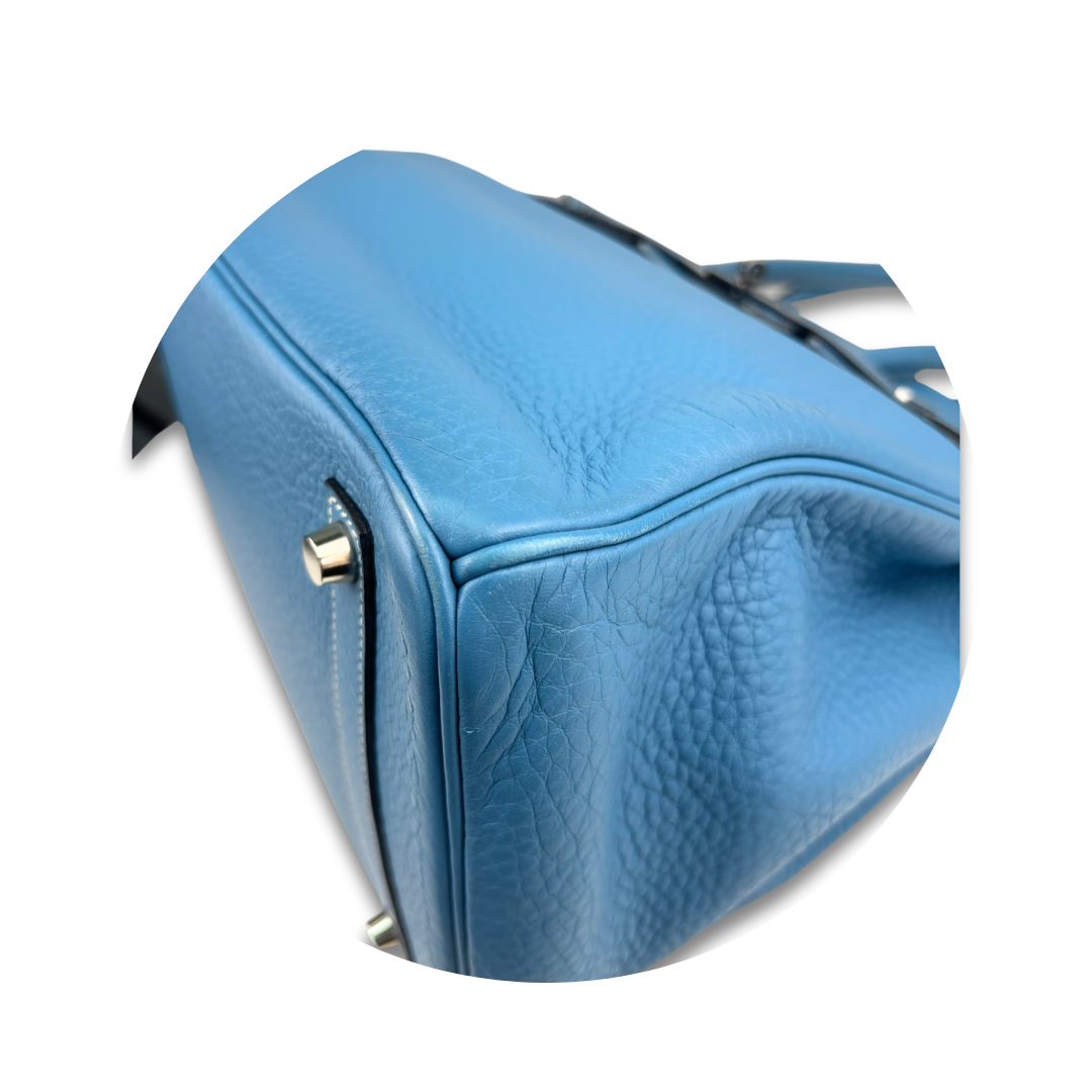 Hermès Clemence Birkin 35 Blue Jean