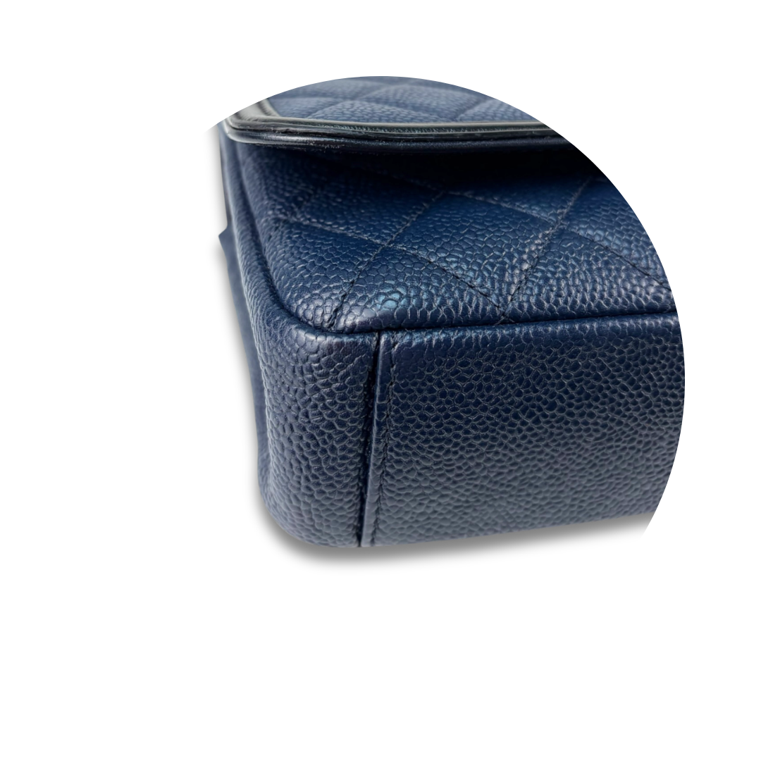 Chanel Navy Caviar Small Filigree Flap Bag