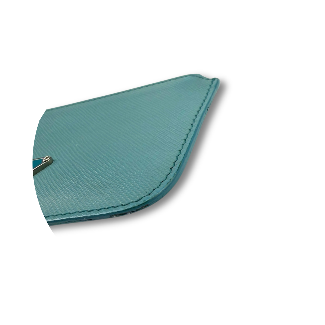 Prada Light Blue Saffiano Key Pouch