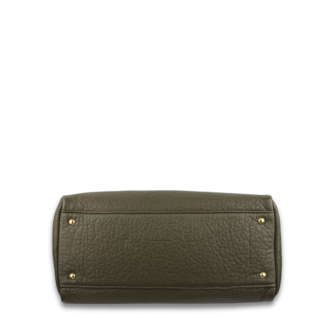 Miu Miu Olive Green Crinkle Leather Shoulder Bag