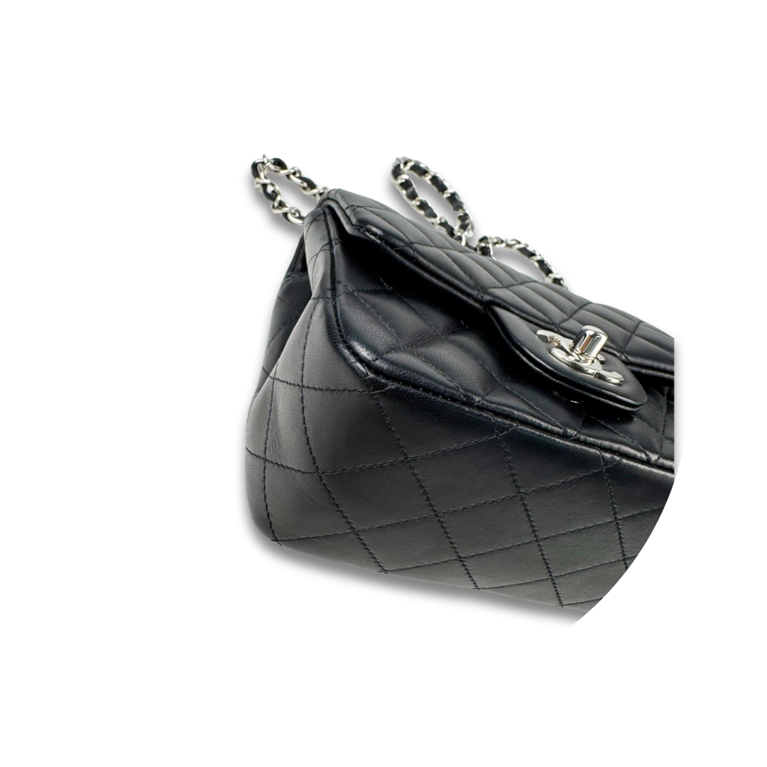 Chanel Black Lambskin Classic Square Mini