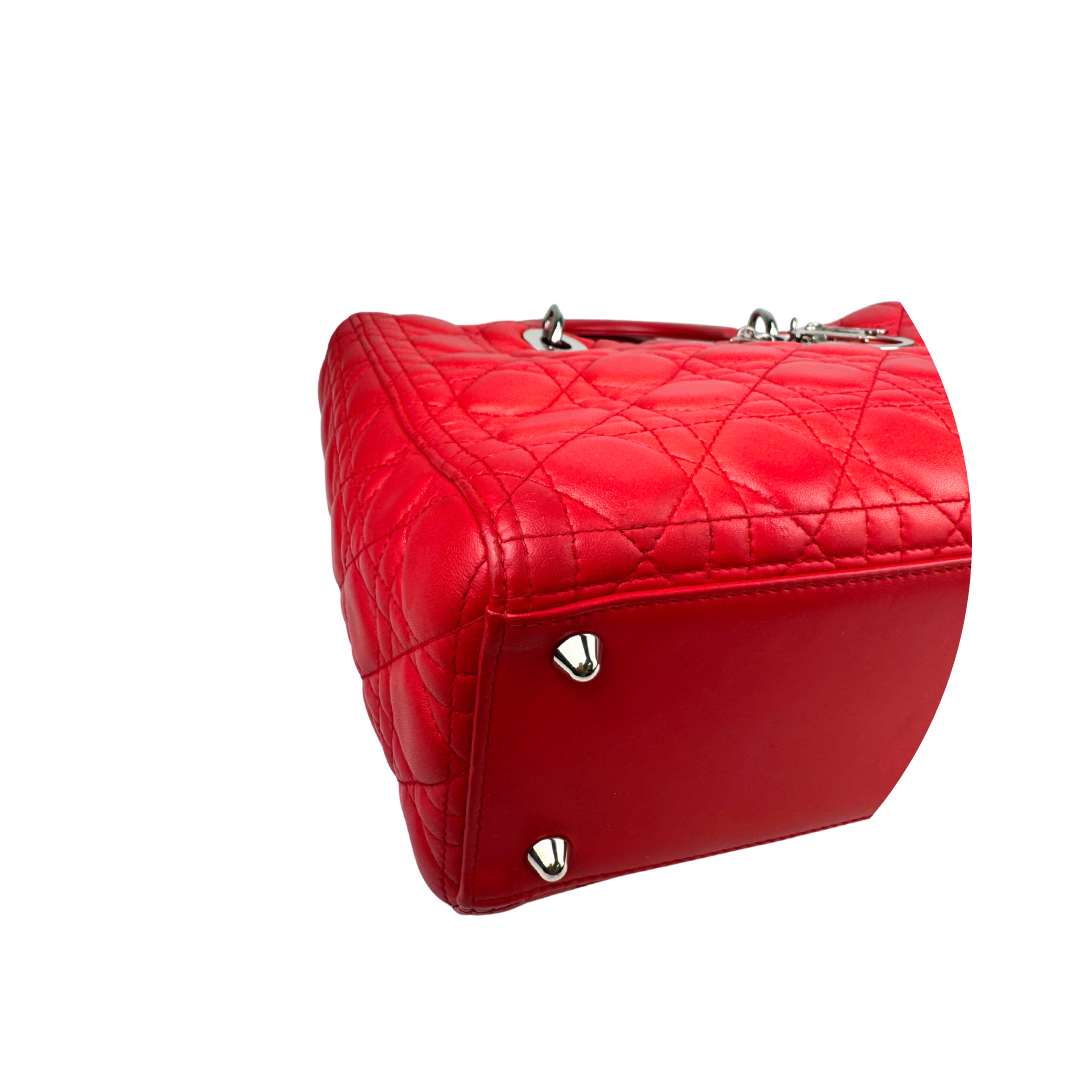 Dior Red Lambskin Large Lady Dior