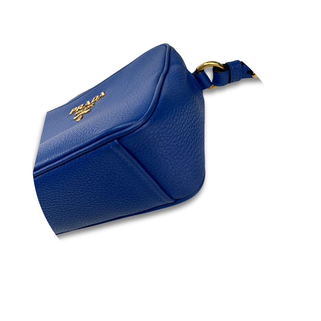 Prada Blue Vitello Camera Bag