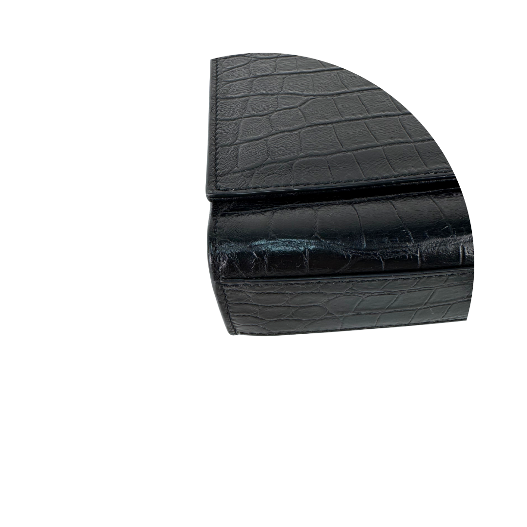 YSL Croc-Embossed Medium Kate Tassel Bag