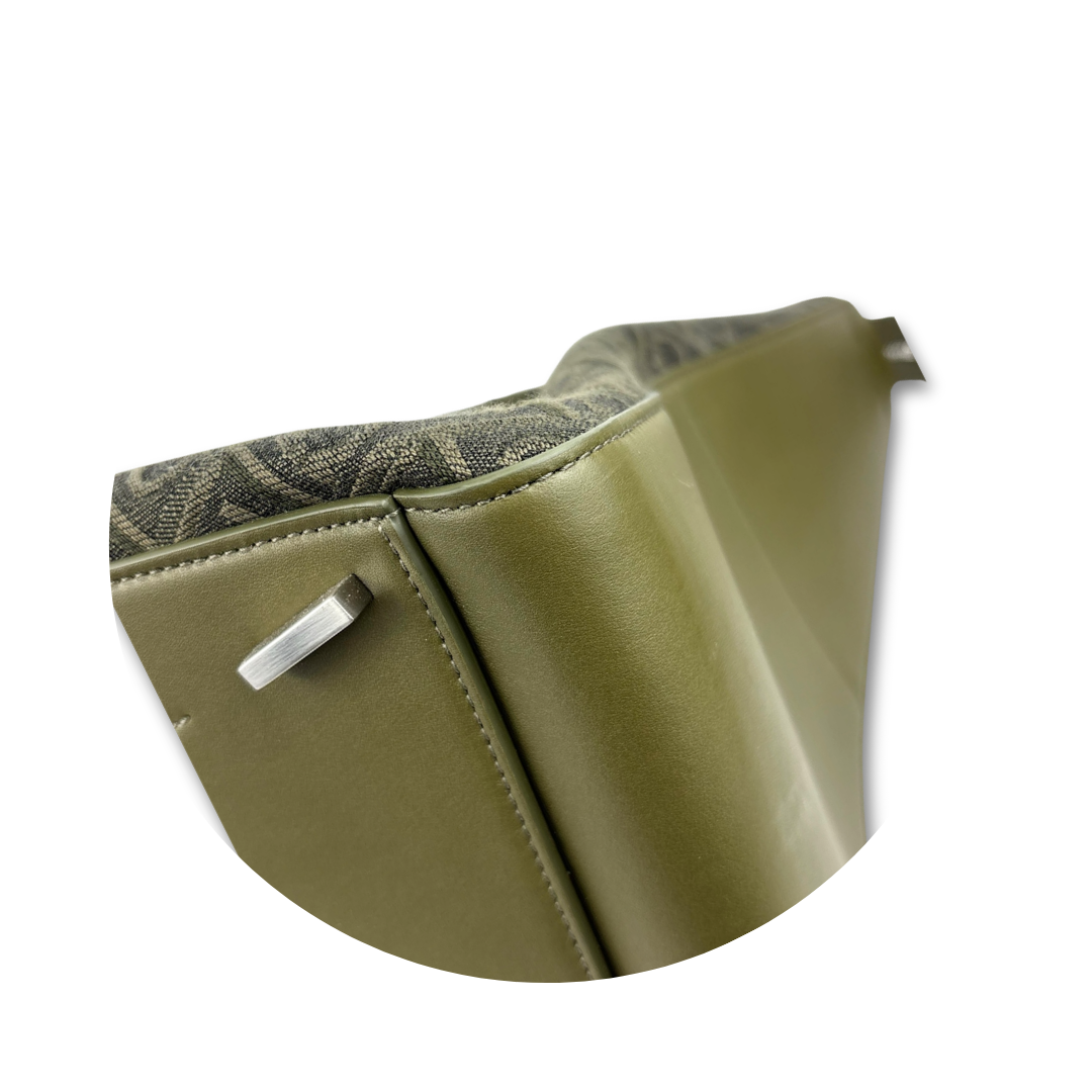 Ferragamo Green Jacquard Top Handle Tote