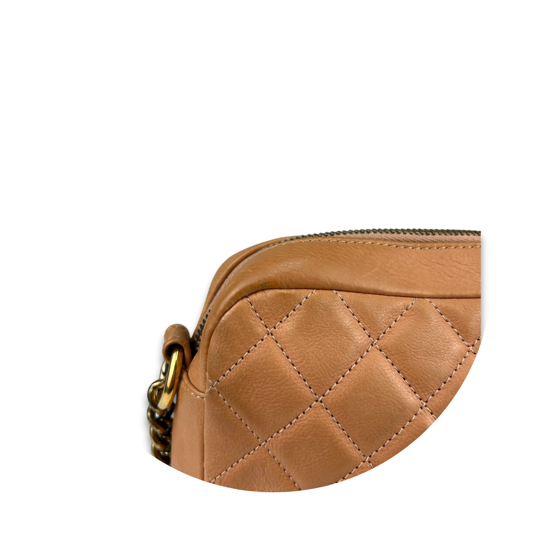 Chanel Brown Quilted Camera Bag