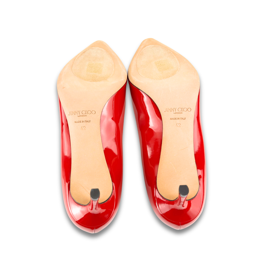 Jimmy Choo Red Patent Romy 60 Pumps - Size 42