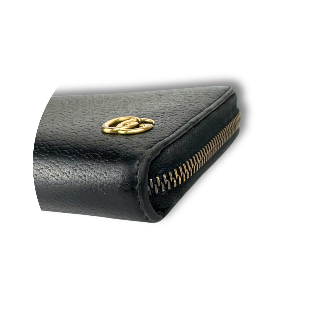 Gucci Black Leather Marmont Zipper Wallet