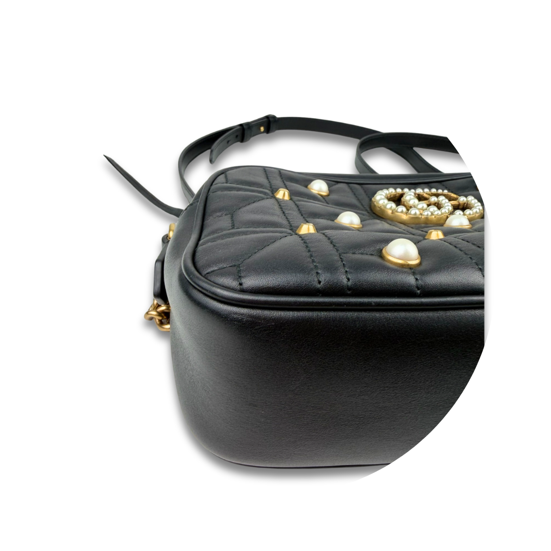 Gucci Pearl Black Marmont Camera Bag
