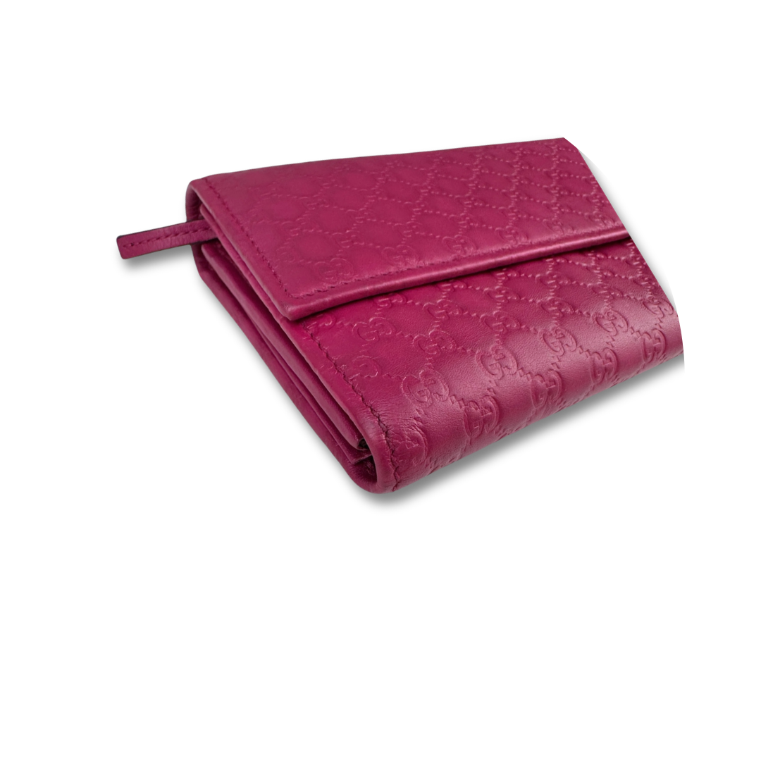 Gucci Hot Pink Microguccissima Flap Wallet