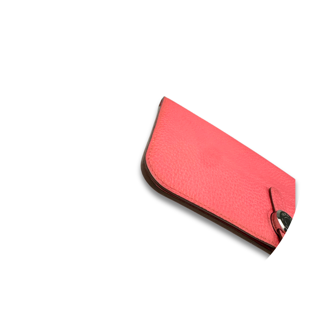Hermès Clemence Dogon Duo Wallet Rose Jaipur