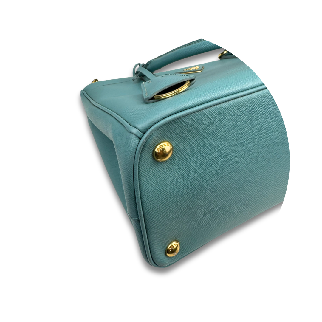 Prada Small Turquoise Double Zip Galleria