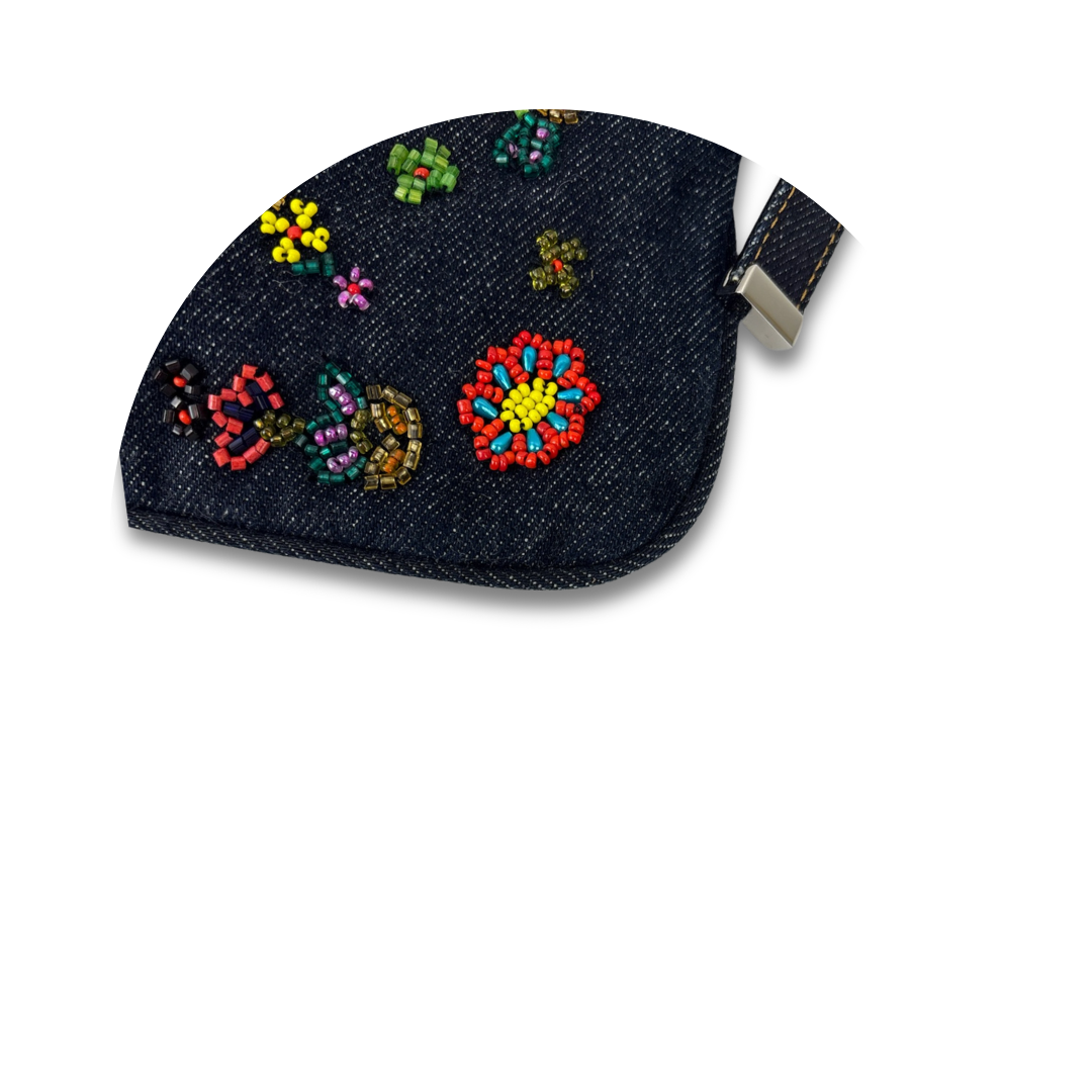 Fendi Beaded Denim Zip Pochette