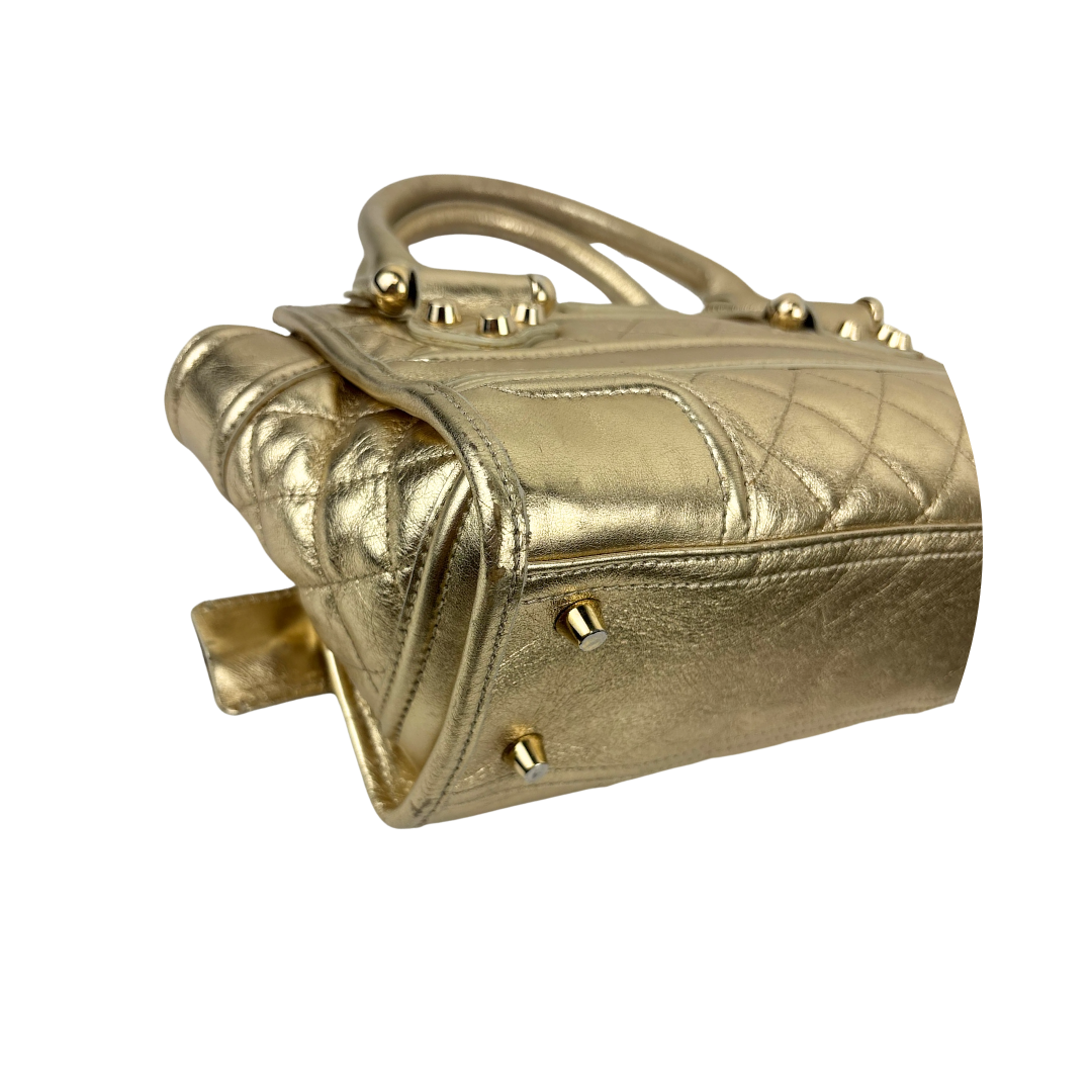 Burberry Gold Metallic Mini Manor Bag
