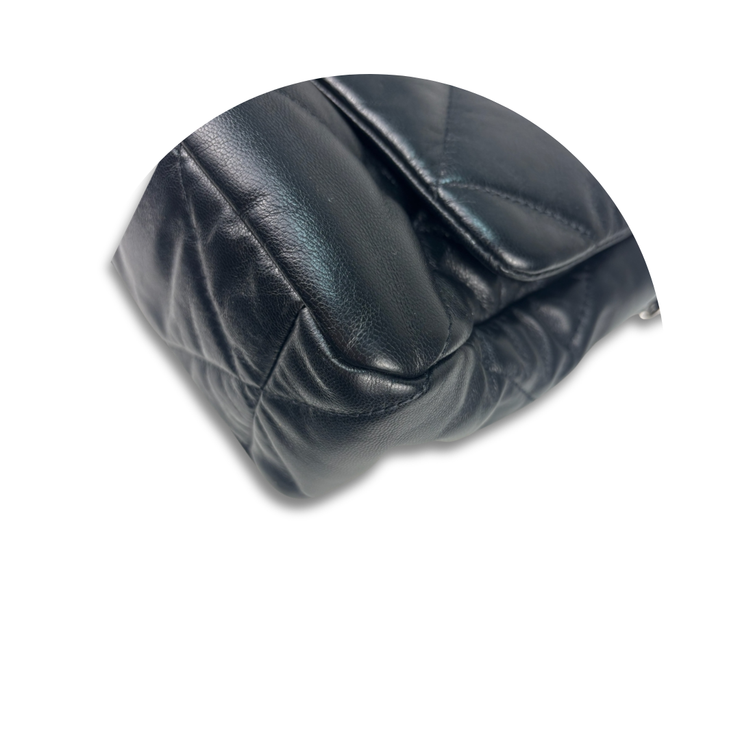 Chanel Black Goatskin Quilted Medium 19 Flap