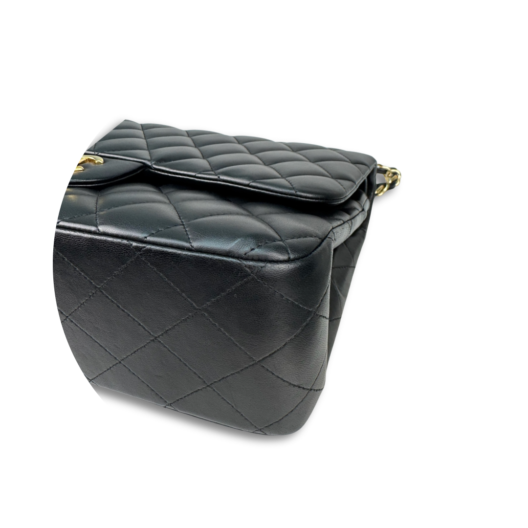 Chanel Black Lambskin Jumbo Double Flap