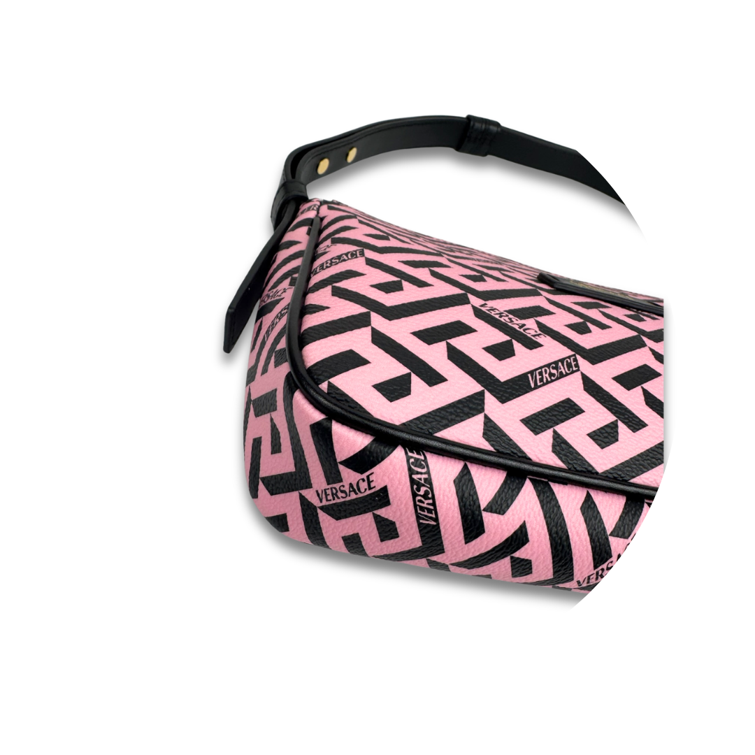 Versace Pink La Greca Geometric Pochette