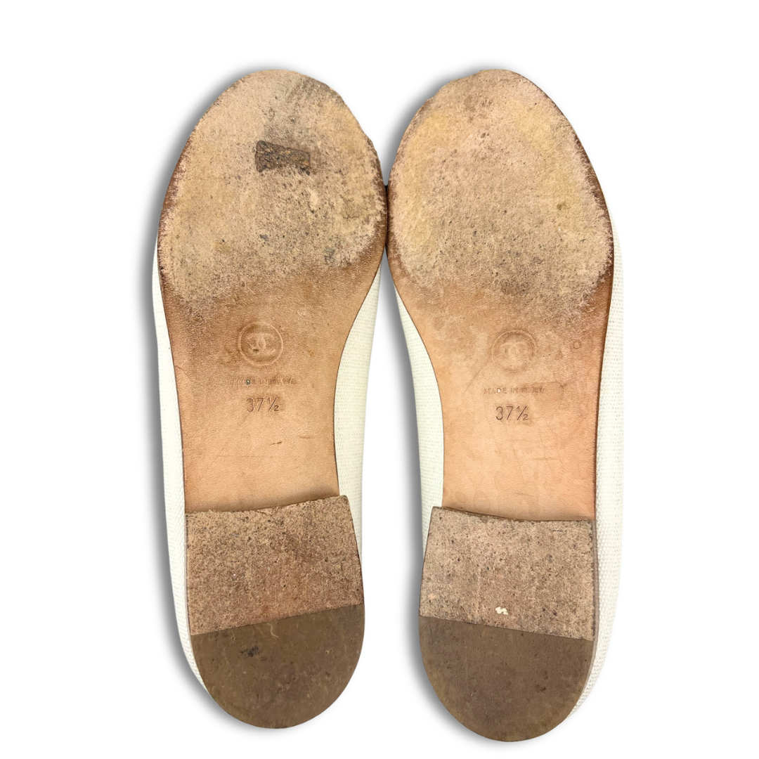 Chanel Canvas Ballet Flats - Size 37.5