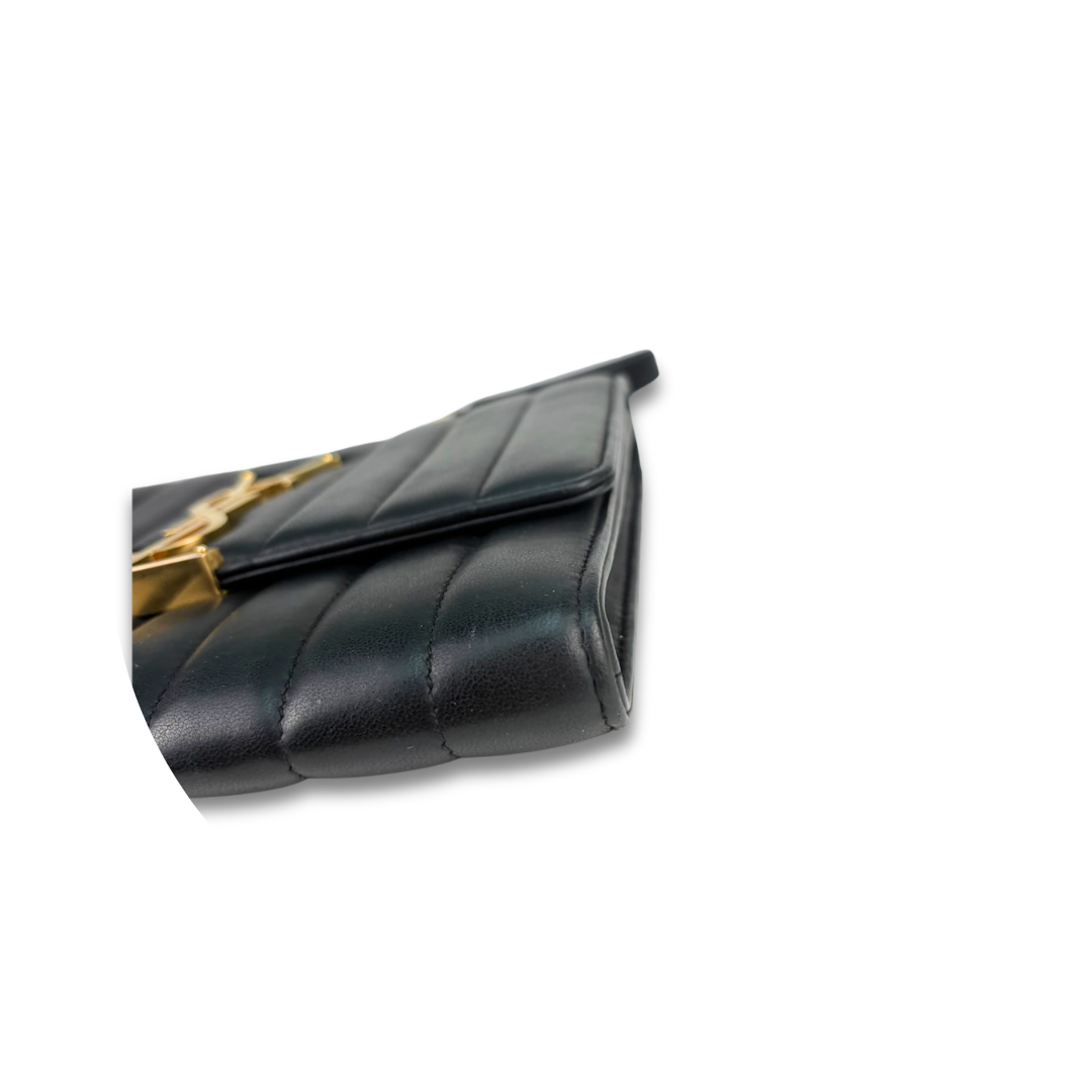 YSL Black Vicky Chain Wallet