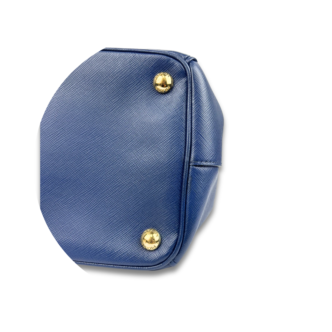 Prada Navy Saffiano Medium Double Zip Galleria