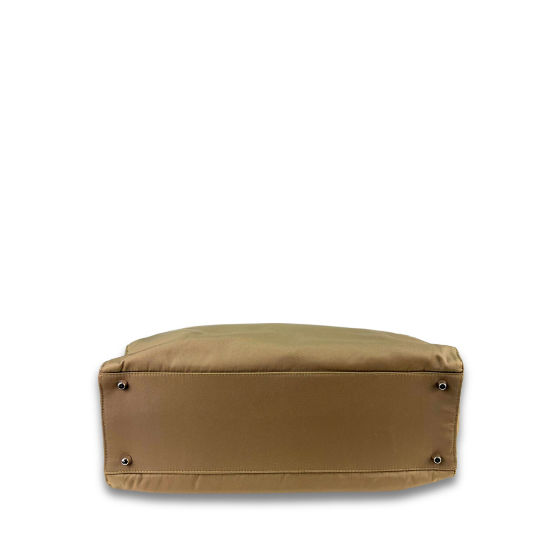 Prada Taupe Nylon Double Pocket Tote