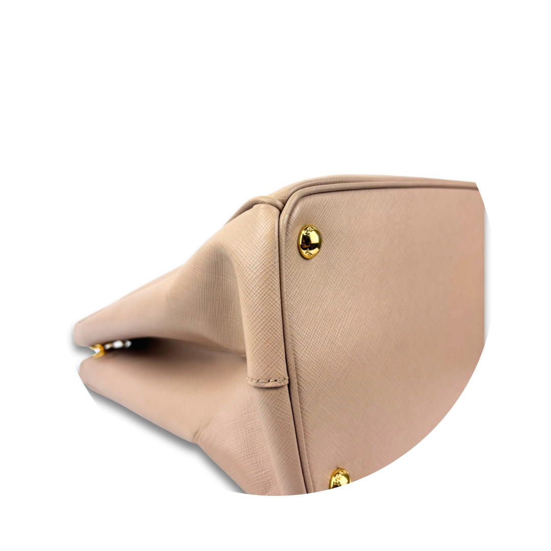 Prada Beige Saffiano Medium Double Zip Galleria