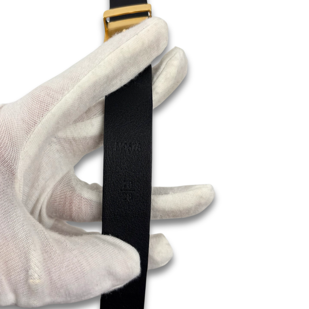 Louis Vuitton Black Embossed Calfskin Belt- Size 70