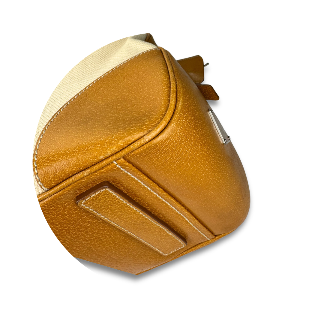 Prada Beige Canvas Bowler Bag