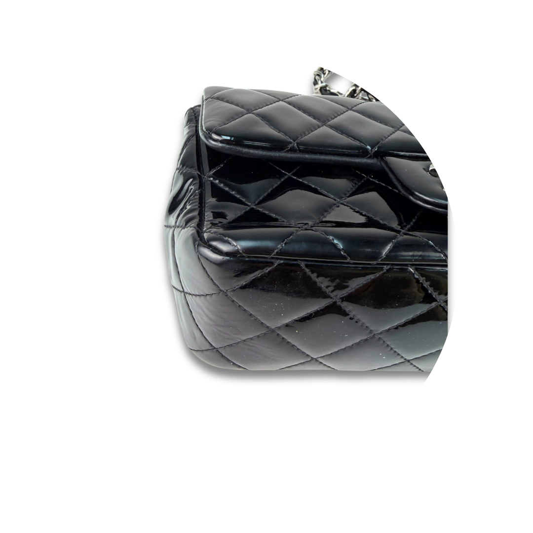 Chanel Black Patent Rectangular Mini Single Flap