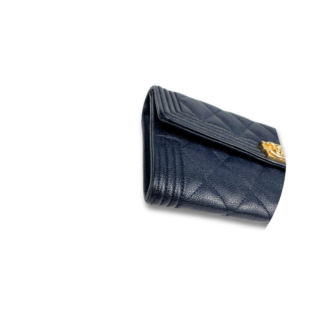 Chanel Navy Caviar Boy Wallet