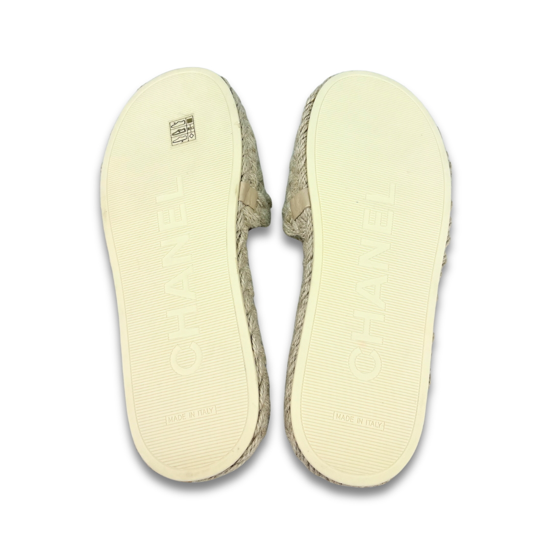 Chanel Woven Espadrille Slides- Size 41