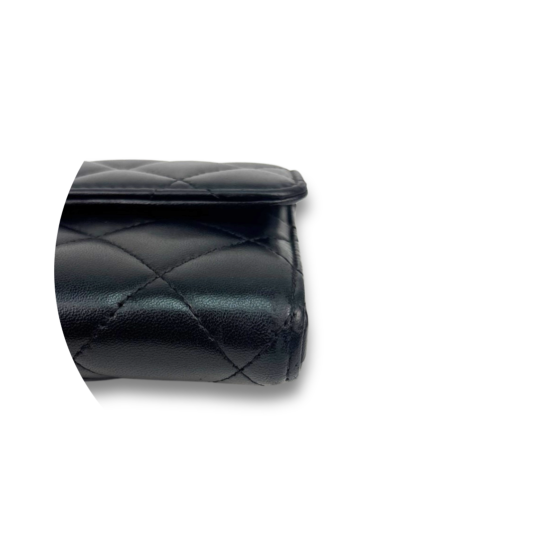 Chanel Black Lambskin Classic Flap Wallet