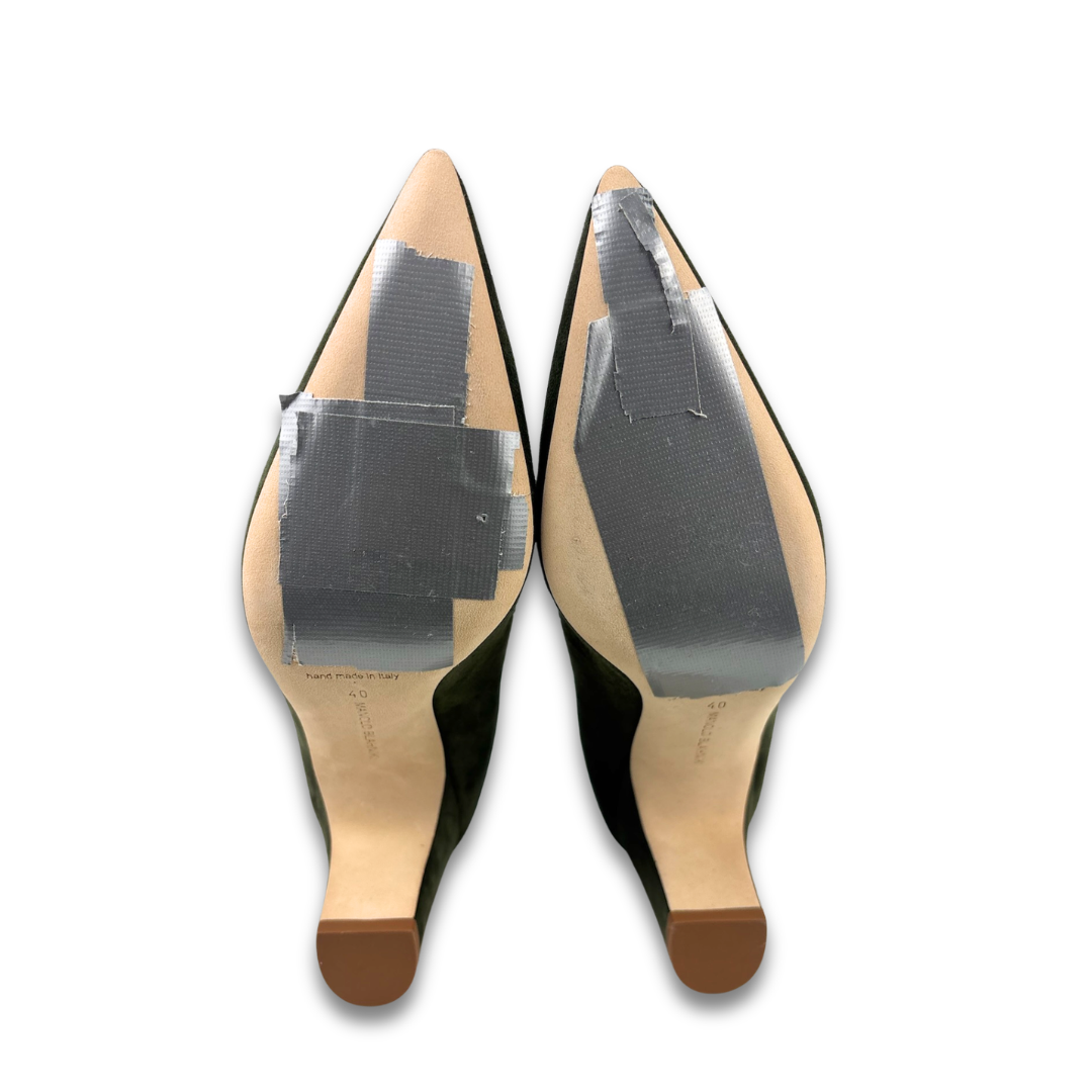 Manolo Blahnik Green Campariba Kid Suede Pumps-Size 40