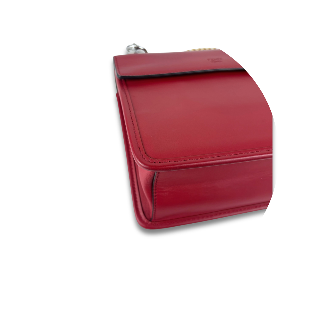Fendi Red Leather I F Kan Small Shoulder Bag