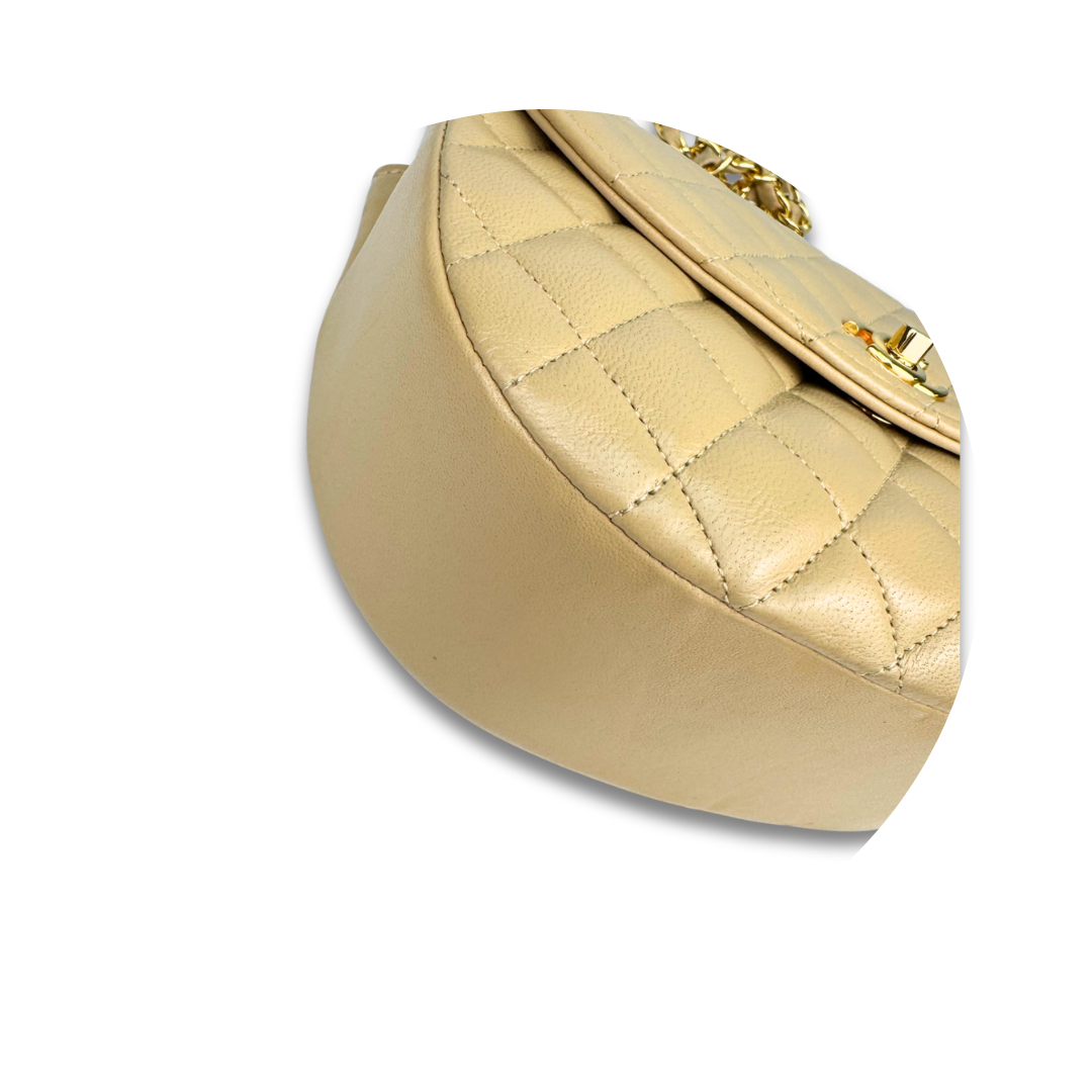 Chanel Beige Halfmoon Single Flap