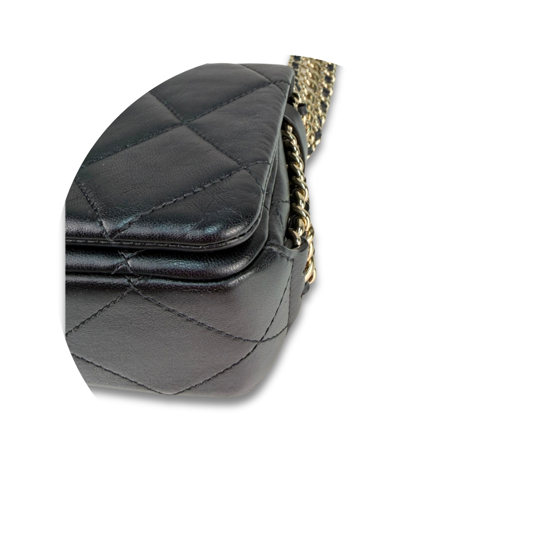 Chanel Quilted Chain Rows Mini Flap Bag