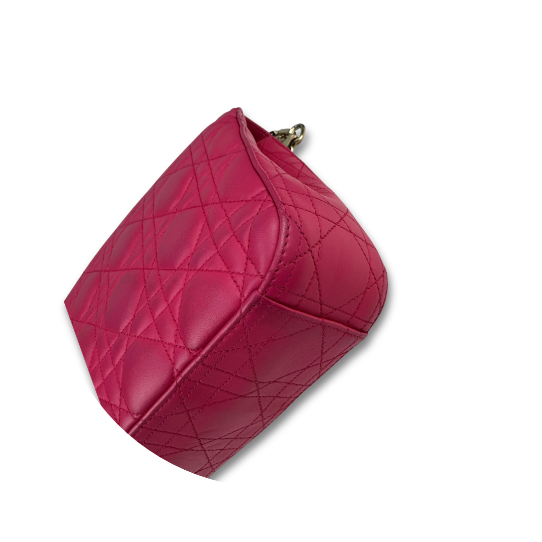 Dior Pink Lambskin Cannage Large Miss Dior Flap