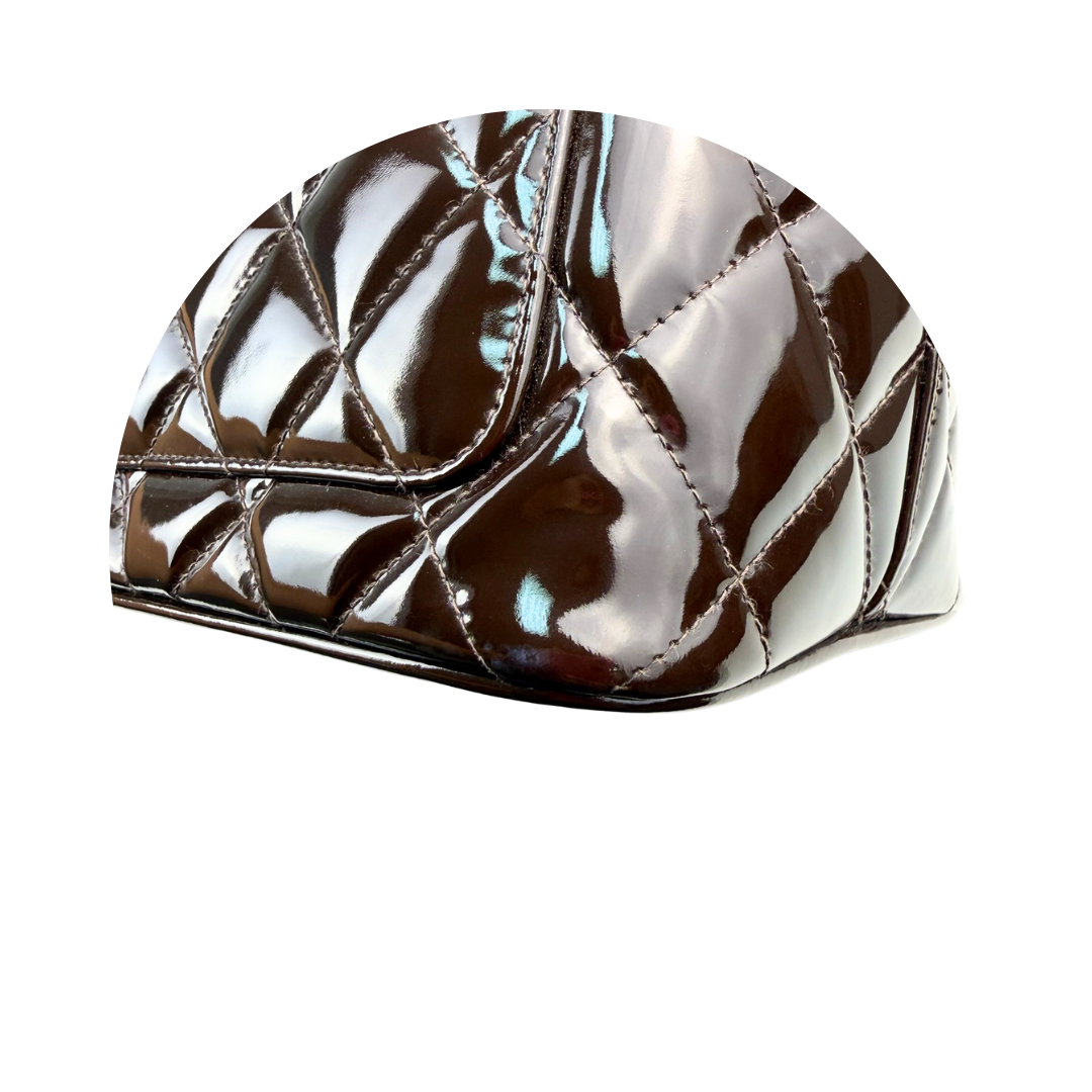 Chanel Brown Patent Leather Medallion Tote