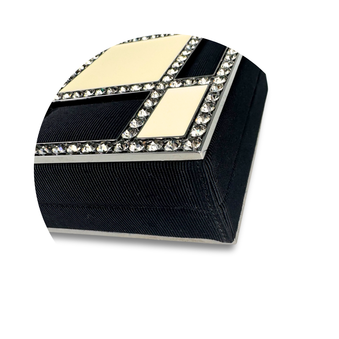 Chanel Piqué Rhinestone Minaudière Box Clutch