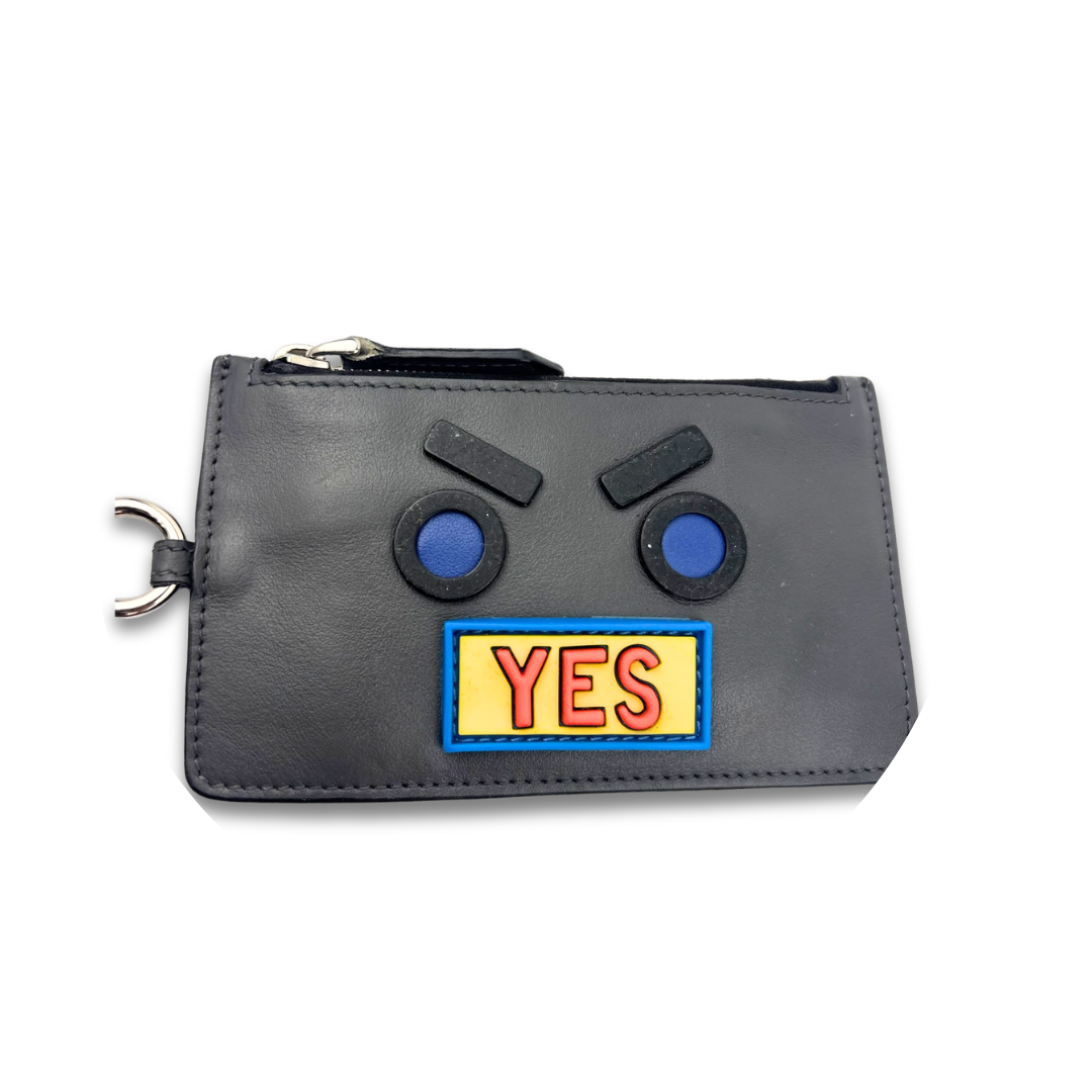 Fendi Faces Grey Card Holder